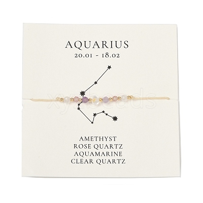 Natural stone constellation bracelet with 12 zodiac signs X-NR2952-10-1