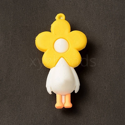 Opaque Resin Cute Duck Big Pendants RESI-D065-B05-1