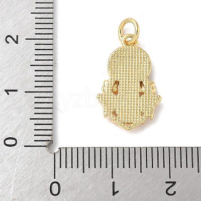 Brass Pave Natural White Shell Religion Pendants KK-S522-23G-C-1