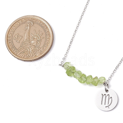 Natural Peridot Chip & Constellation Pendant Necklaces NJEW-JN05084-06-1