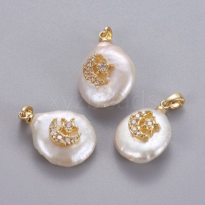 Natural Cultured Freshwater Pearl Pendants KK-L187-13G-1