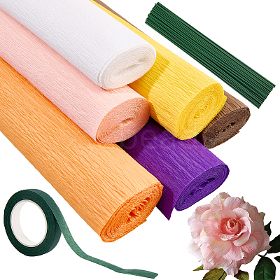 6 Rolls 6 Colors Handmade Crepe Paper DIY-CP0012-89D-1