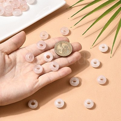 Natural Rose Quartz European Large Hole Beads G-Q442-19-1