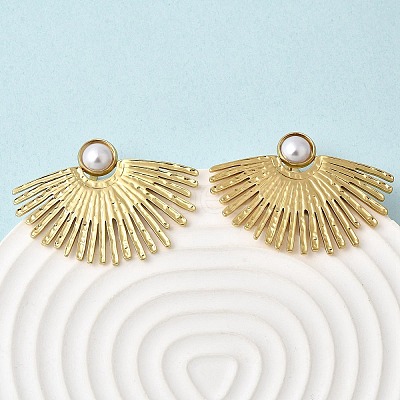 201 Stainless Steel ABS Plastic Pearl Stud Earrings EJEW-Z151-13G-08-1