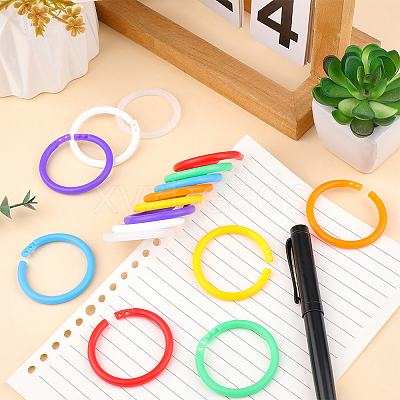 80Pcs 8 Colors Plastic Loose Leaf Book Binder Hinged Rings FIND-SP0004-81-1