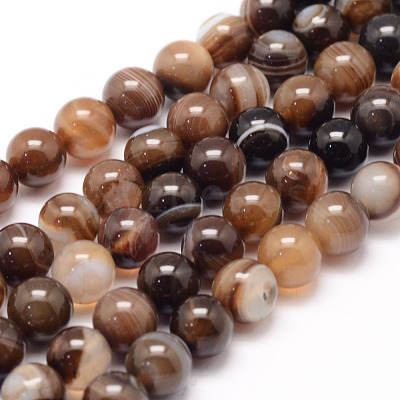 Natural Striped Agate/Banded Agate Bead Strands X-G-K155-A-8mm-14-1