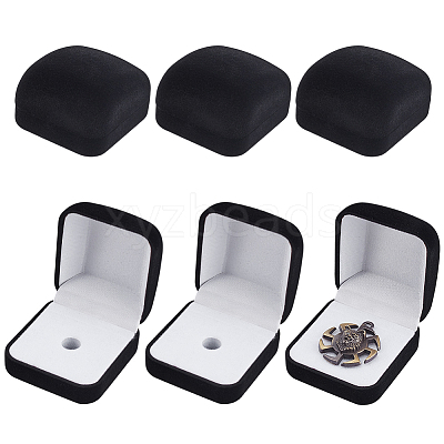 Plastic Cover with Velvet Brooch Packing Boxes VBOX-WH0012-04B-1