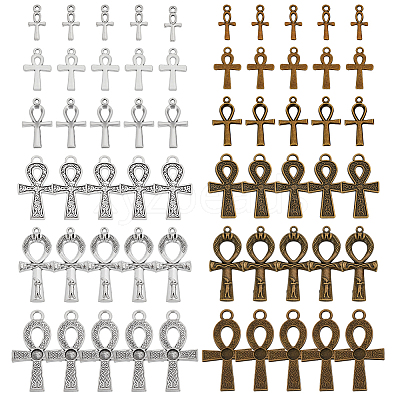 60Pcs 12 Styles Tibetan Style Zinc Alloy Pendants FIND-PH0024-83-1