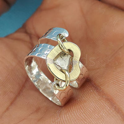 Hammered Alloy Finger Link Rings for Women FS-WG9B92C-01-1