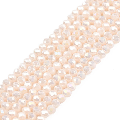 Electroplate Opaque Solid Color Glass Beads Strands EGLA-Q112-B17-1