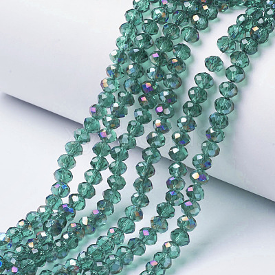 Electroplate Transparent Glass Beads Strands EGLA-A034-T4mm-F07-1