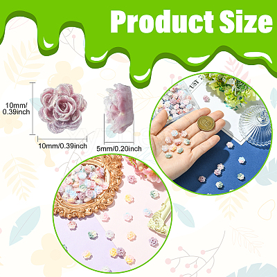 100Pcs 9 Colors Two Tone Plastic Flower Cabochons MRMJ-CJ0001-34-1