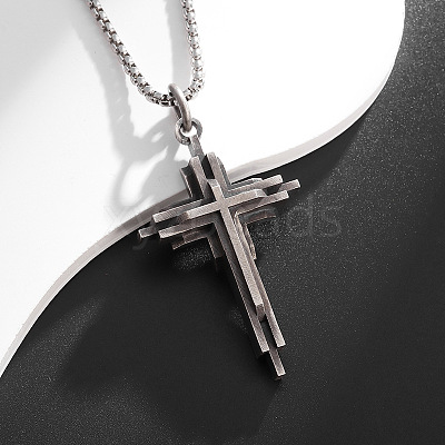 Religion Alloy Layered Cross Pendant Necklaces for Unisex WG392DA-01-1