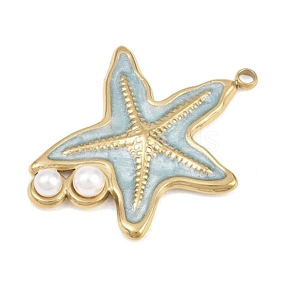 304 Stainless Steel Enamel & Plastic Pearl Pendants STAS-G392-05G-1