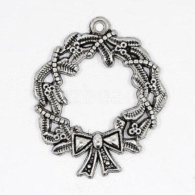 Christmas Wreath Alloy Pendants TIBEP-GC130-AS-RS-1