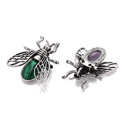 Natural & Synthetic Gemstone & Alloy Lapel Pin Brooches GG-N001-04AS-1