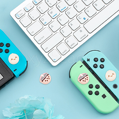 Steamed Bun & Bubble Milk Tea Pattern Silicone Joystick Cap FIND-WH0147-23-1
