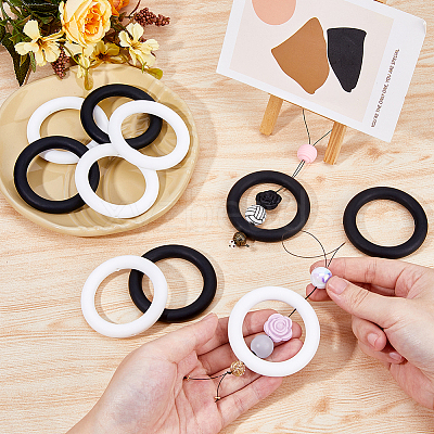 10Pcs 2 Colors Ring Silicone Beads SIL-DC0001-79-1