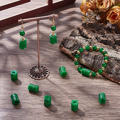 10Pcs Natural Myanmar Jade Beads G-SP0001-50-1