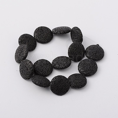 Lentil Synthetic Lava Rock Beads Strands G-N0100-18-1