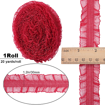 20 Yards Ruffled Nylon Elastic Lace Trim EW-WH0018-03B-1