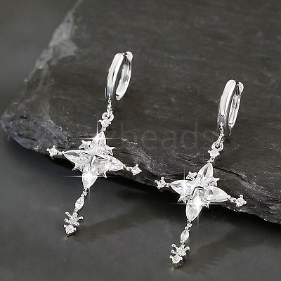 Brass & Cubic Zirconia Hoop Dangle Earrings WG4AE01-02-1