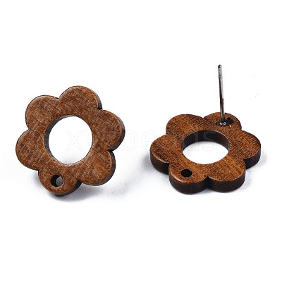 Walnut Wood Stud Earring Findings MAK-N032-016-1