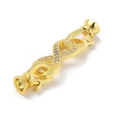 Rack Plating Brass Micro Pave Cubic Zirconia Fold Over Clasps KK-K377-12G-1
