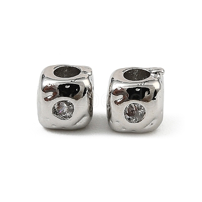 Brass Clear Cubic Zirconia Beads KK-D106-10P-1