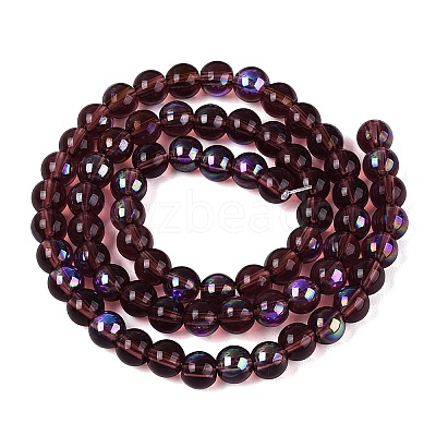 Transparent Electroplate Glass Beads Strands EGLA-Q132-6MM-01A-09-1