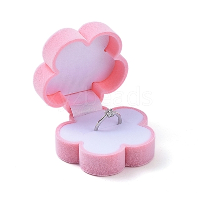 Plum Blossom Shape Velvet Jewelry Boxes VBOX-L002-F01-1