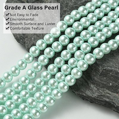 Eco-Friendly Dyed Glass Pearl Beads Strands HY-A008-6mm-RB043-1