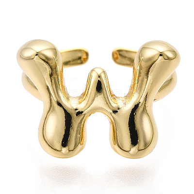 Brass Letter Open Cuff Rings for Women RJEW-G313-01W-G-1