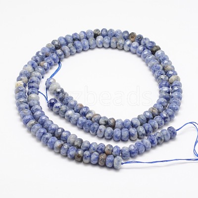 Faceted Natural Blue Spot Jasper Rondelle Beads Strands X-G-K090-05-1