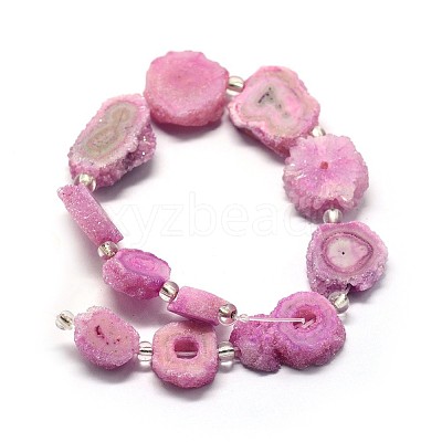 Natural Druzy Quartz Crystal Beads Strands G-F582-A-1