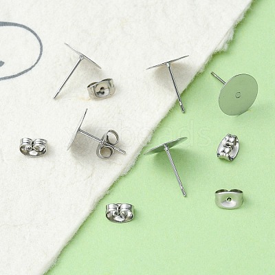 100Pcs 304 Stainless Steel Stud Earring Findings STAS-YW0001-43B-1