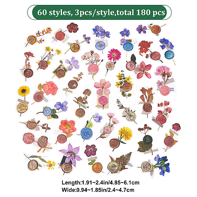 180Pcs 6 Styles Waterproof Self Adhesive PET Stickers DIY-CP0007-02-1