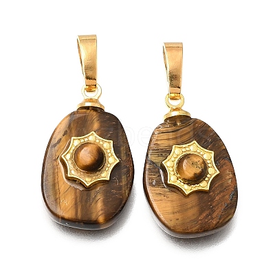 Natural Tiger Eye Pendants G-T151-03H-1