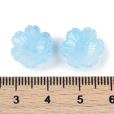 Transparent Spray Paint Glass Bead Caps GLAA-H035-04J-1