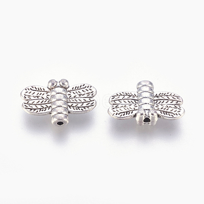Tibetan Style Alloy Dragonfly Beads X-TIBEP-GC191-AS-NR-1