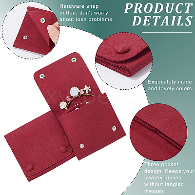 2Pcs Microfiber Cloth Jewelry Storage Bags with Brass Button ABAG-BBC0001-17B-01-1