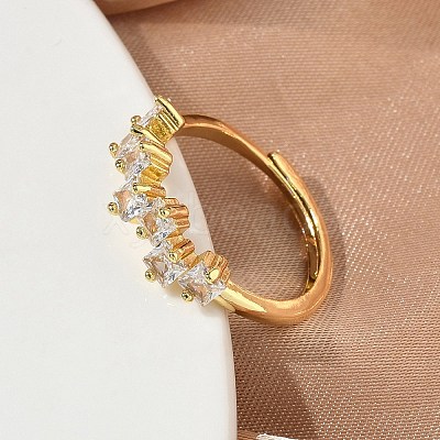 Adjustable Brass Micro Pave Cubic Zirconia Finger Rings RJEW-C163-26B-G-1