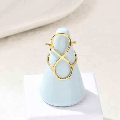 Hollow Number 8 304 Stainless Steel Open Cuff Rings for Women RJEW-Q007-04G-1