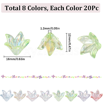 160PCS 8Colors Transparent Acrylic Bead Caps OACR-SC0001-29-1