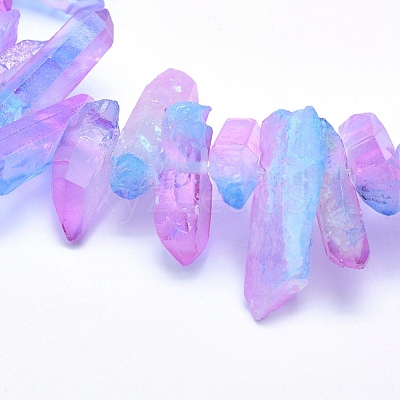 Electroplated Natural Quartz Crystal Beads Strands G-P368-06A-1