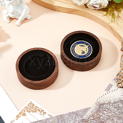Round Wood Commemorative Coin Storage Plate AJEW-WH0886-21B-1