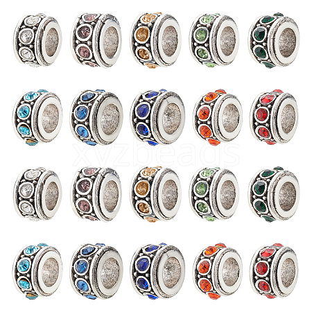 ARRICRAFT 40Pcs 10 Style Alloy Rhinestone European Beads MPDL-AR0001-01-1