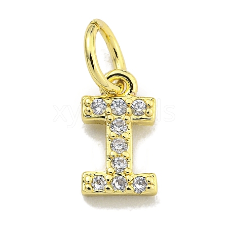 Letter Brass Micro Pave Clear Cubic Zirconia Pendants KK-K354-06G-I-1