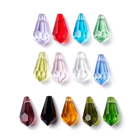 Faceted Transparent A5 Glass Pendants GLAA-D003-03-1