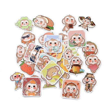 Cartoon Monkey Paper Stickers Set DIY-G066-35-1
